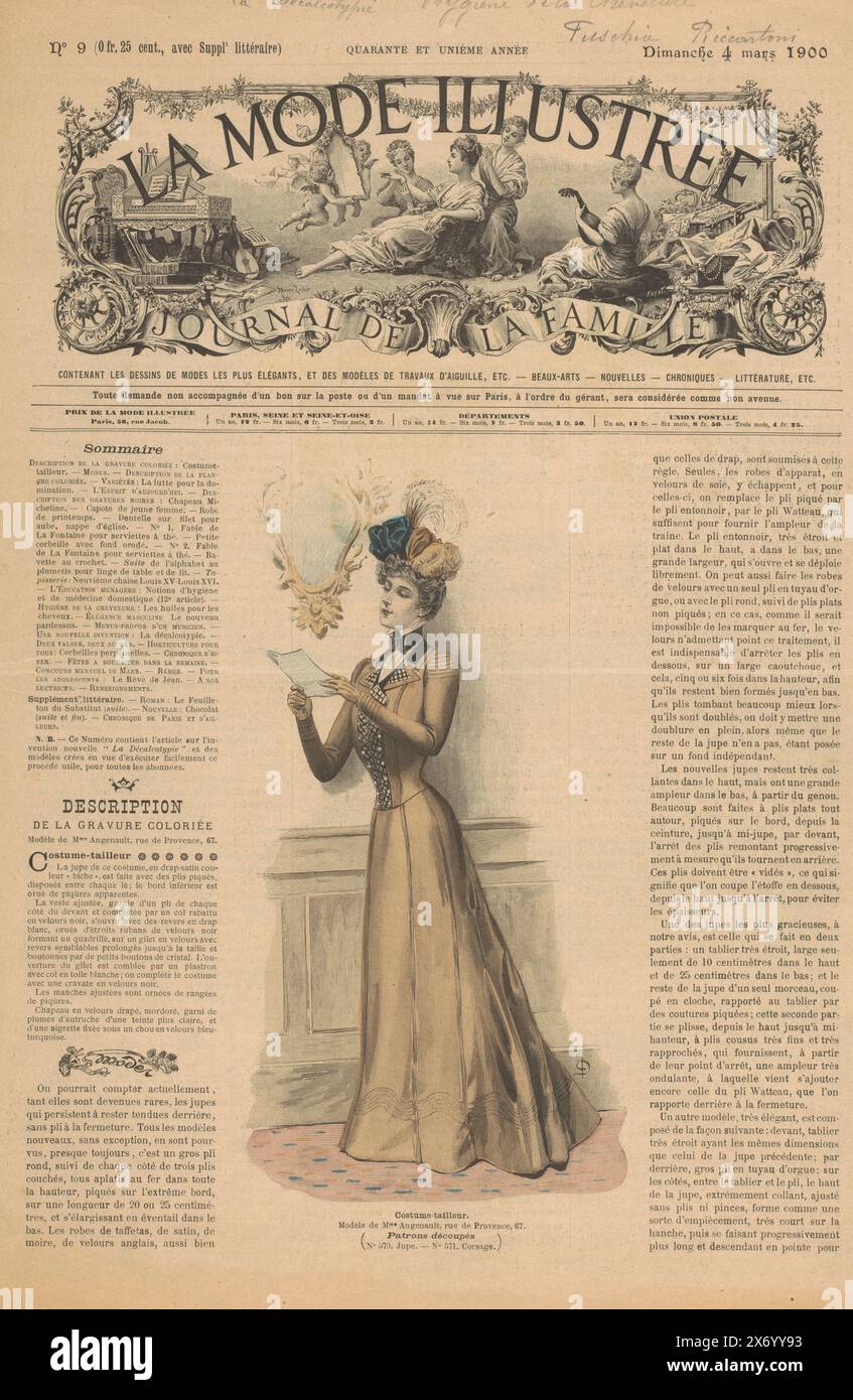 La Mode Illustrée; Journal de la Famille, Nr. 9, 4. märz 1900 (Titel zum Objekt), Cahier mit 4 Seiten Text, Illustrationen und Anzeigen., Magazin, Verlag: Firmin-Didot & Cie, (erwähnt auf Objekt), Paris, 4. März 1900, Papier, Buchdruck, Höhe, 402 mm x Breite, 292 mm Stockfoto