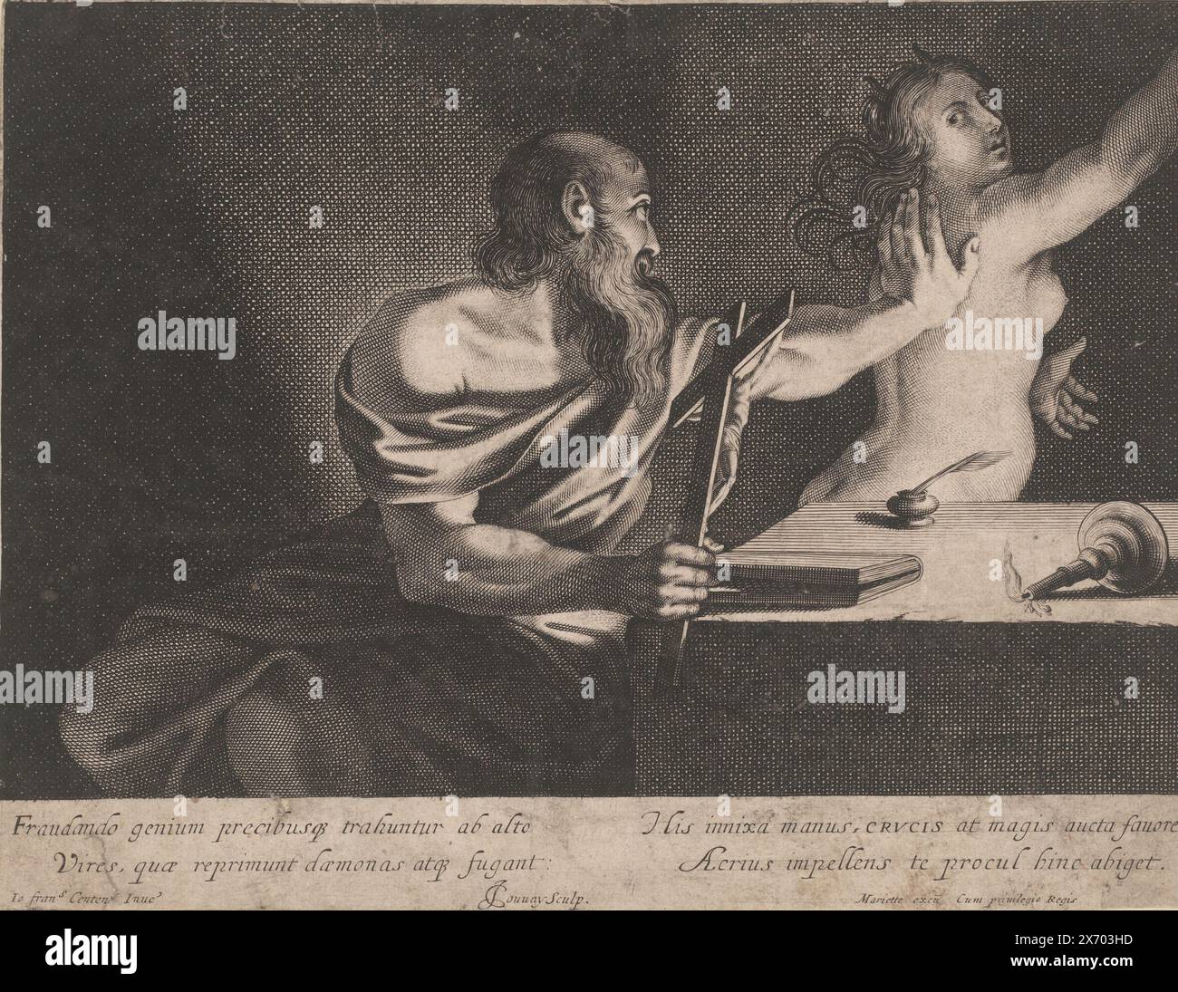 Anfrage von Anthony, Druck, Druckerei: Jean Couvay, (erwähnt auf dem Gegenstand), nach Entwurf von: Guercino, (erwähnt auf dem Gegenstand), Verlag: Pierre Mariette (I), (erwähnt auf dem Gegenstand), Verlag: Paris, Frankreich, 1632 - 1657, Papier, Gravur, Höhe, 216 mm x Breite, 280 mm Stockfoto