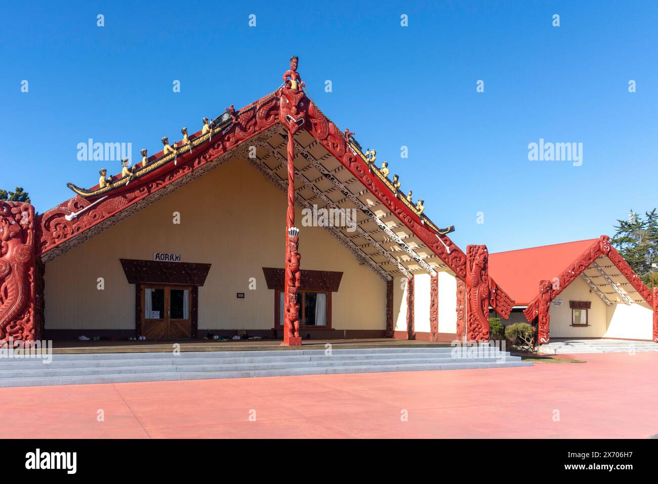 Ngā Hau e Whā National Marae, Pages Road, Bromley, Christchurch (Ōtautahi), Canterbury, Neuseeland Stockfoto