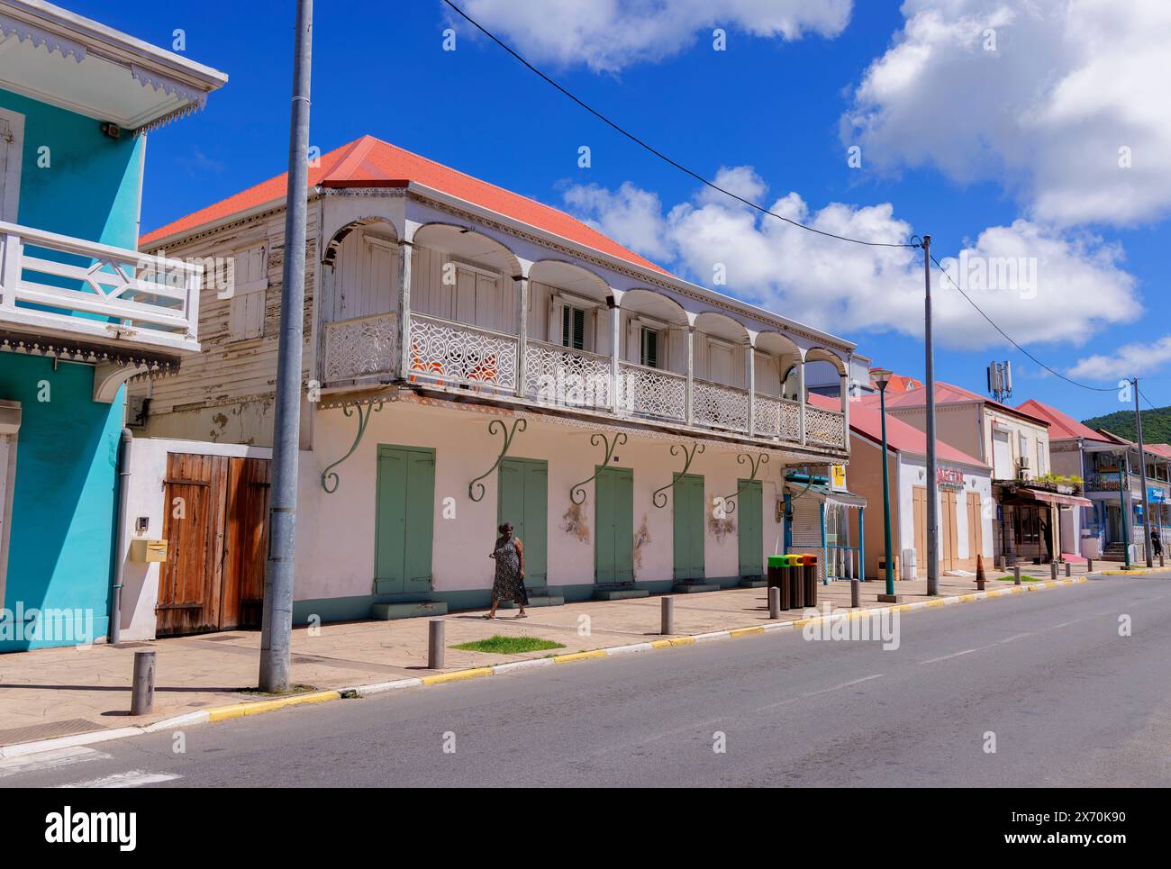 Rue de la Republique in Marigot, Saint Martin Stockfoto