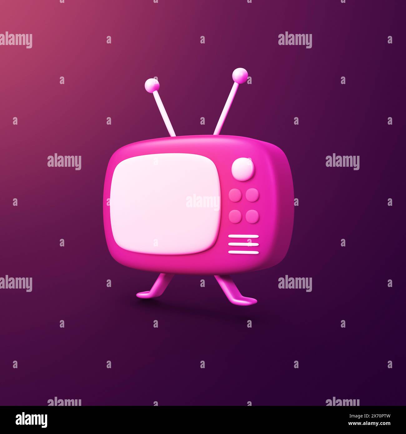 Old-School-Fernseher - stilisiertes 3D-CGI-Symbol-Objekt, nicht Gen Ai Stockfoto