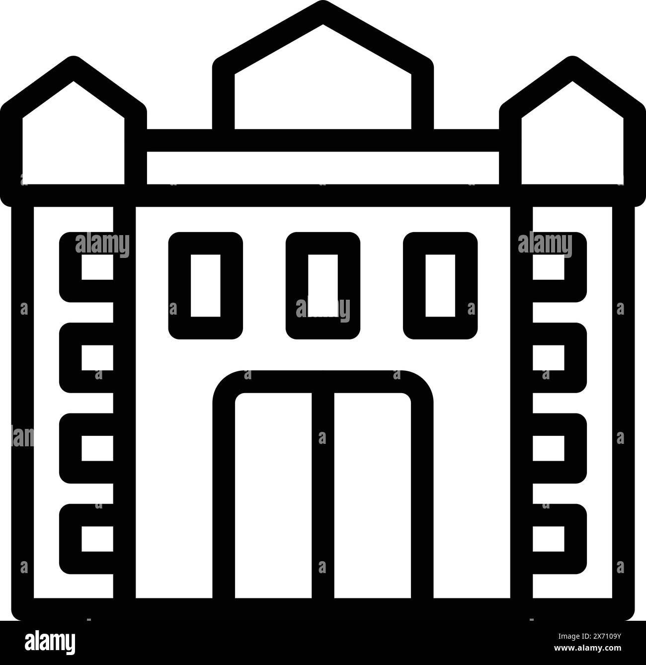 Brüsseler Gebäude Symbol Umrissvektor. Urbane Architektur. Stadtbau Stock Vektor