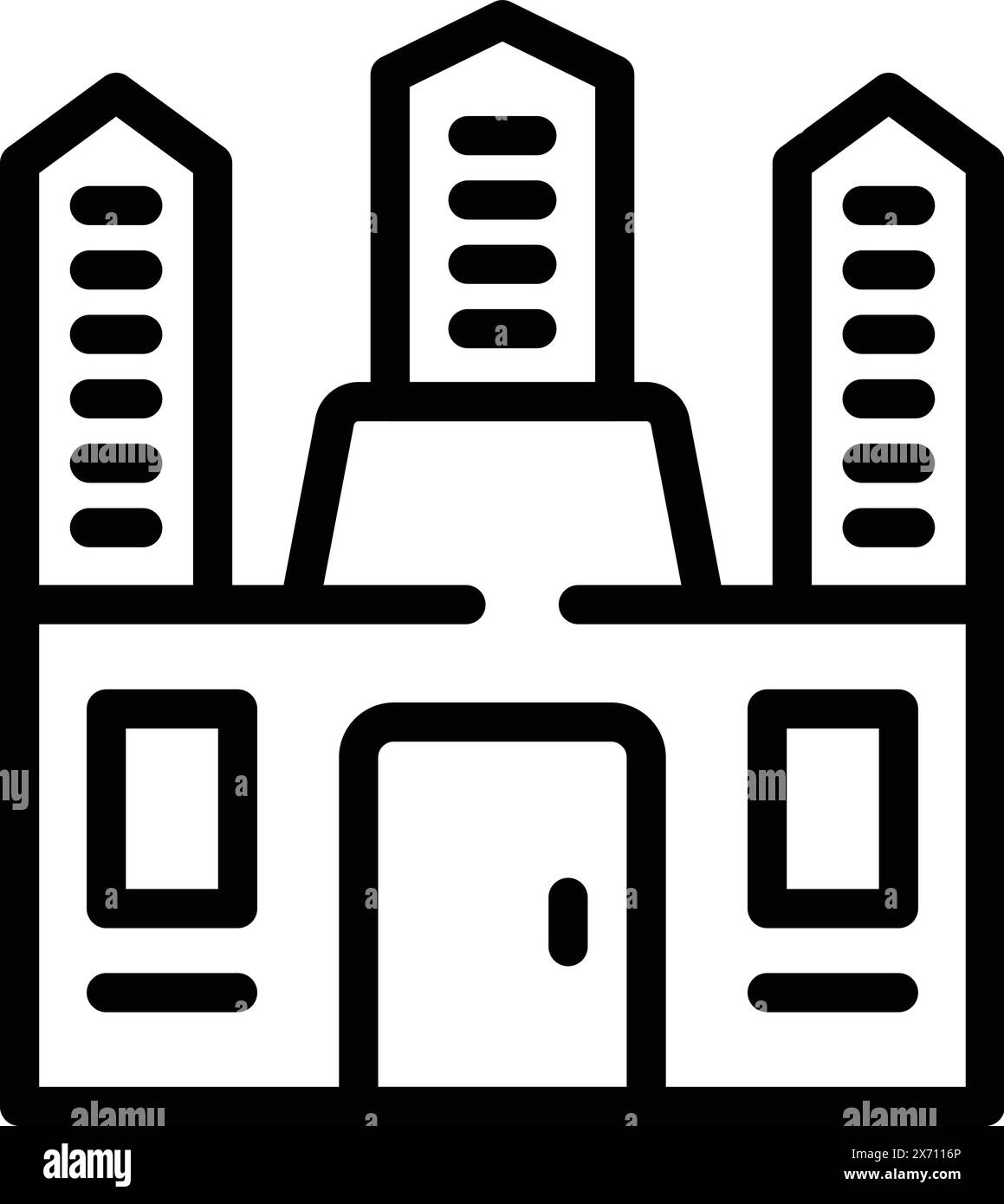 Brüsseler Stadtarchitektur Ikonen Umrissvektor. Altes belgisches Bauwerk. Nationales gotisches Wahrzeichen Stock Vektor