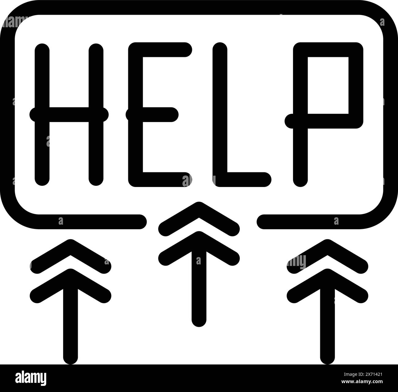 Konturvektor des Hilfezentrums. FAQ Information Hub. Häufig gestellte Fragen Stock Vektor