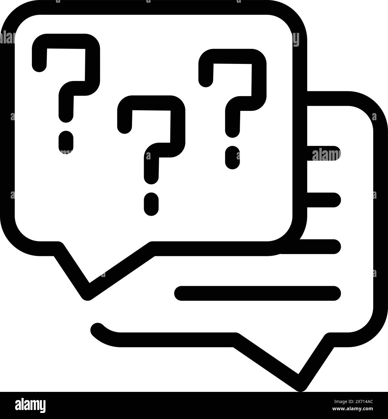 Seitenkonturvektor für Problemlösung. FAQ-Chat-Support. Customer Information Hub Stock Vektor