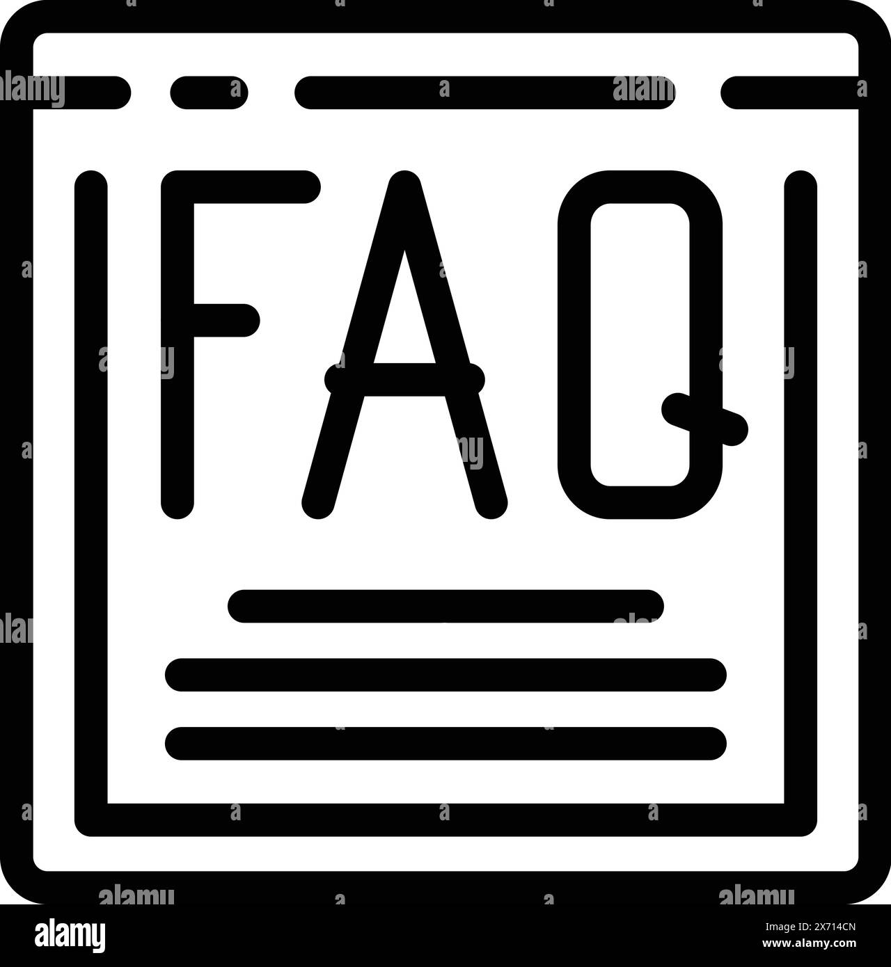 FAQ-Website-Abschnitt Symbol-Gliederung Vektor. Benutzer-Support-Seite. Online-Forum zur Problemlösung Stock Vektor