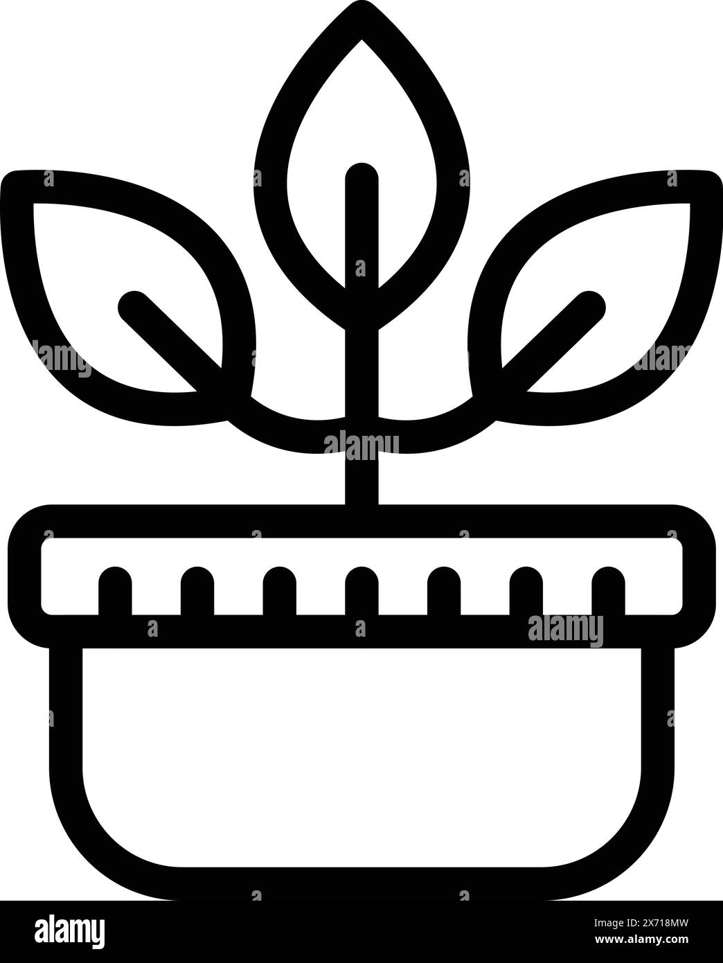 Illustriertes Symbol einer Topfpflanze mit minimalistischem Design in Schwarz-weiß Stock Vektor