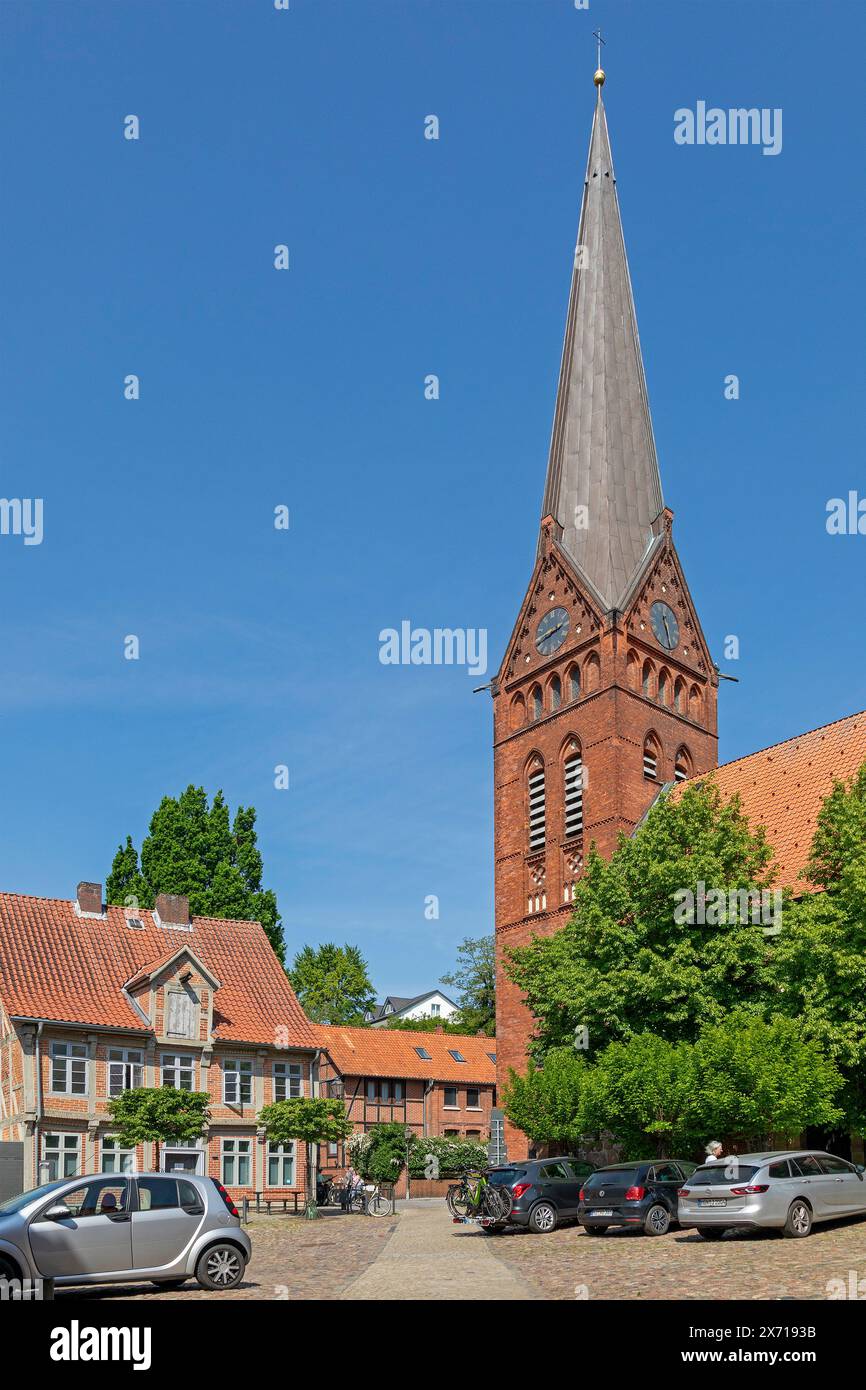 Kirchplatz, Kirche, Altstadt, Lauenburg, Schleswig-Holstein, Deutschland Stockfoto