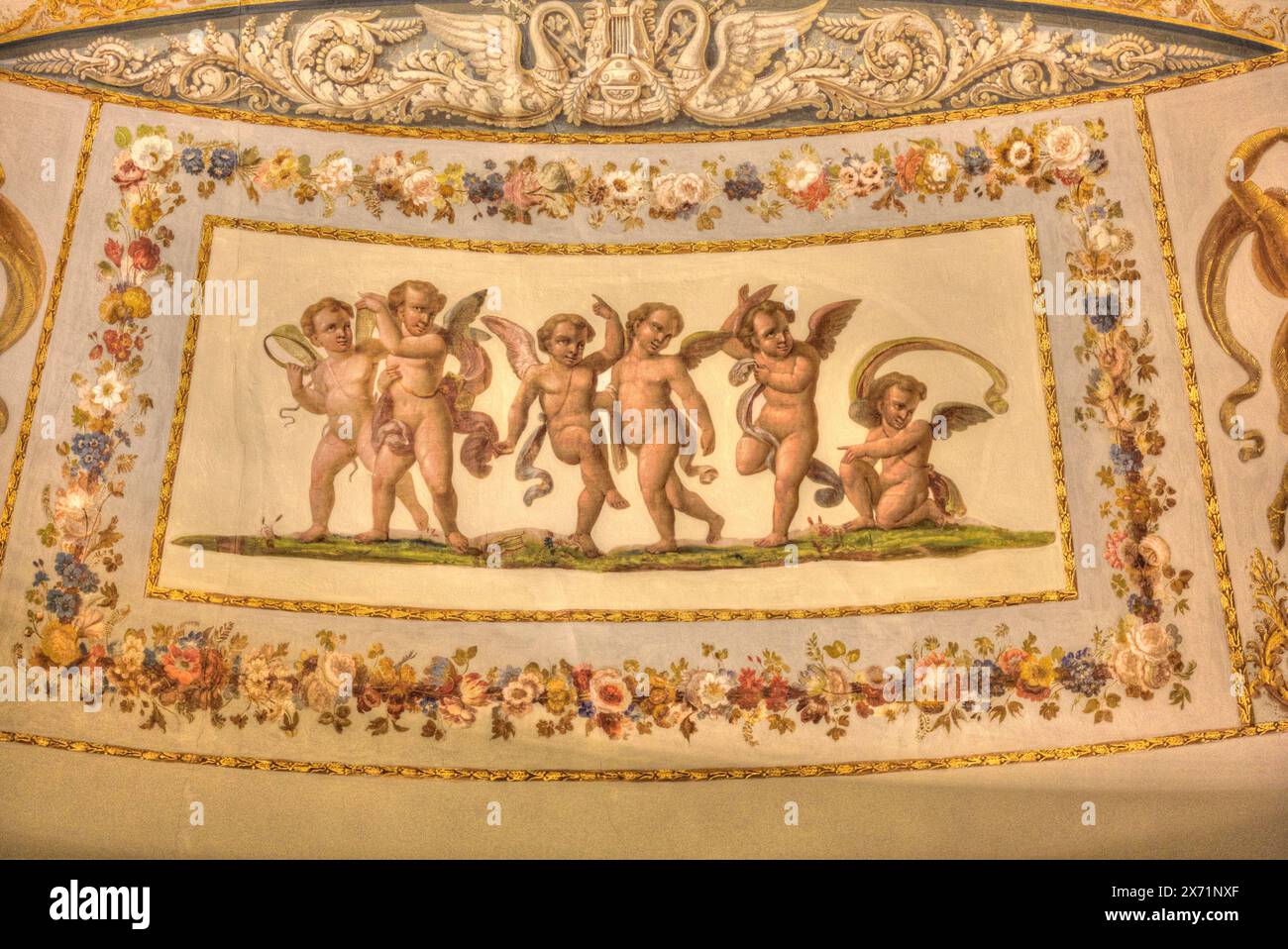 Deckenfresko, Grand Rotunde, Yusupov Palast an der Moika, in St. Petersburg, Russland Stockfoto