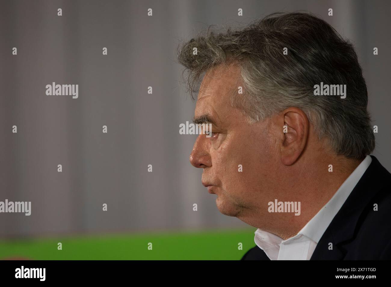 Wien, Österreich. Mai 2024. ÖSTERREICH; WIEN; 20240517; Grüner Bundessprecher und Vizekanzler Werner Kogler während einer Pressekonferenz und Wahlplakatpräsentation zur bevorstehenden EU-Wahl am 17. Mai 2024 in Wien. /// ÖSTERREICH; WIEN; 20240517; Grüner Bundesprecher und Vizekanzler Werner Kogler während einer Pressekonferenz und Wahlplakate Präsentation zu der kommenden EU Wahl am 17. Mai 2024 in Wien. - 20240517 PD4478 Credit: APA-PictureDesk/Alamy Live News Stockfoto