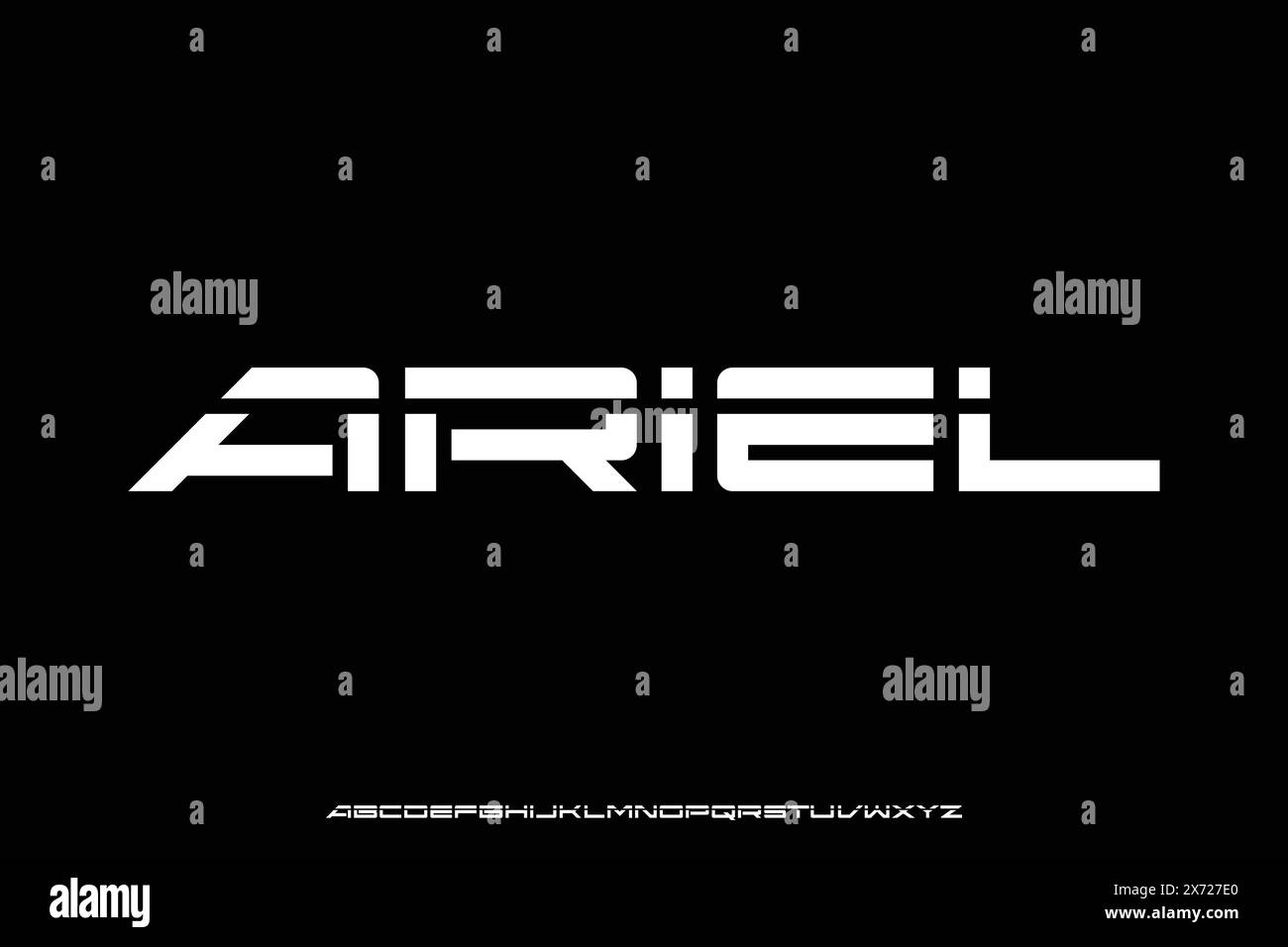 Moderne futuristische ariel Alphabet Anzeige Schriftvektor. Schriftart mit kreativer Technologie Stock Vektor