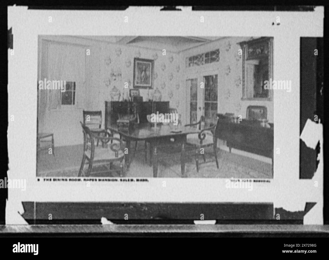 Der Speisesaal, das Ropes Mansion, Salem, Mass., Detroit Publishing Co.-Nr. 9., Geschenk; State Historical Society of Colorado; 1949, Dwellings. , Esszimmer. , Usa, Massachusetts, Salem. Stockfoto