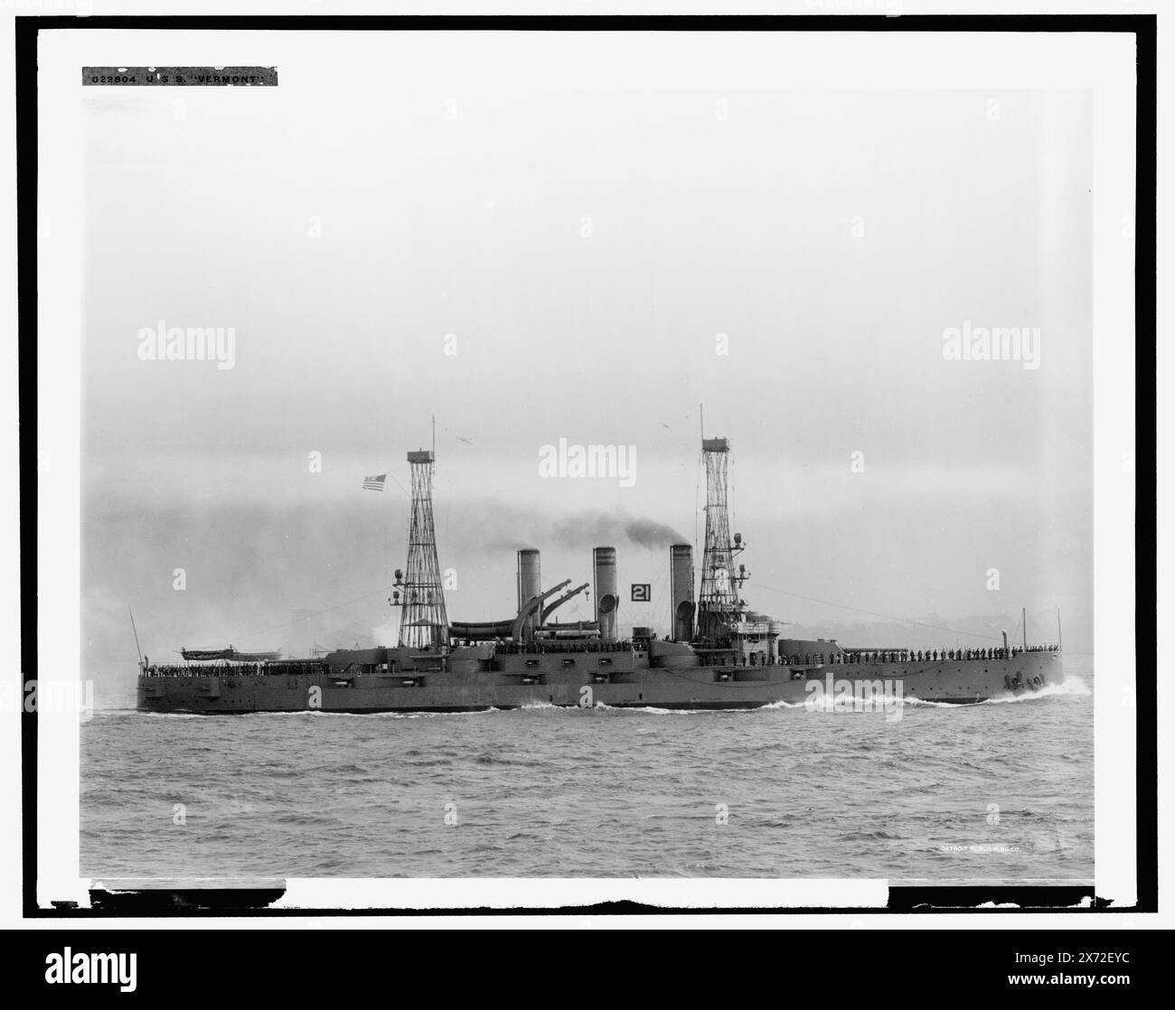 U.S.S. Vermont, Detroit Publishing Co.-Nr. 022804., Geschenk; State Historical Society of Colorado; 1949, Vermont (Schlachtschiff), Schlachtschiffe, amerikanisch. Stockfoto