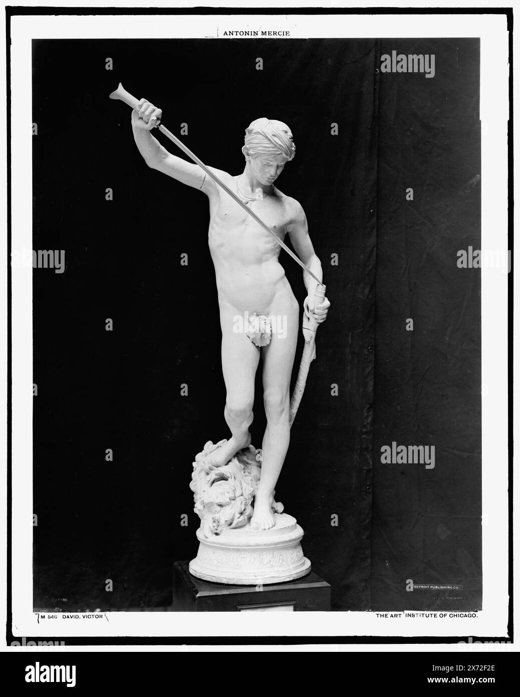 David, victor, Date Based on Detroit, Thistle Publications (1912)., Fotografie der Skulptur am Art Institute of Chicago., Detroit Publishing Co. No. M 546., Geschenk; State Historical Society of Colorado; 1949, David, König von Israel, Statuen. , Skulptur. Stockfoto
