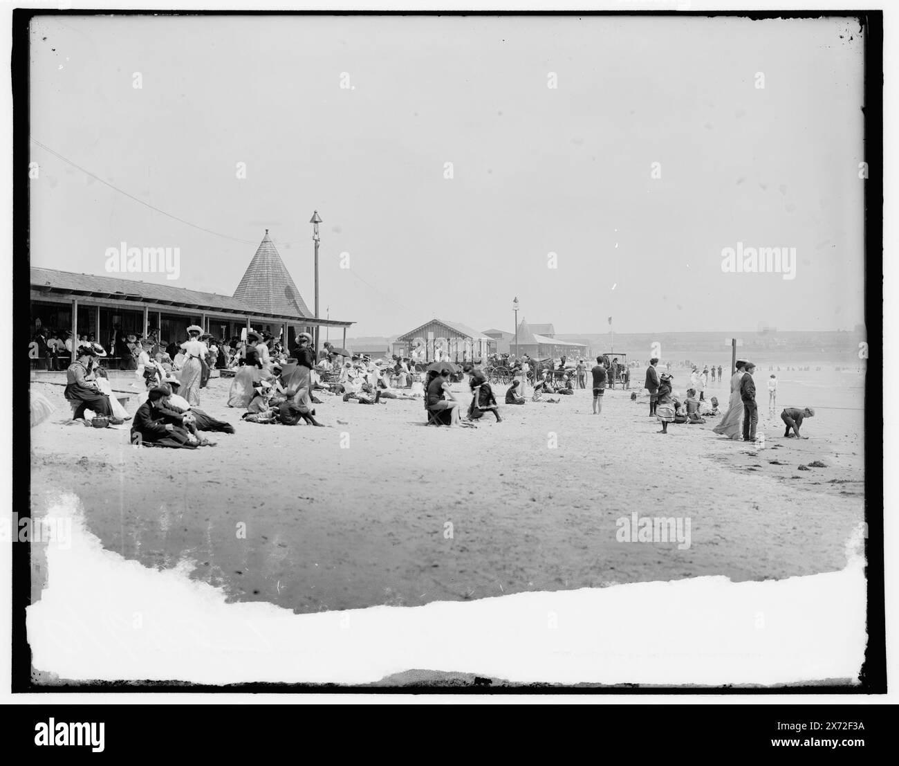 Easton's Beach, Newport, R.I., Detroit Publishing Co.-Nr. 016957., Geschenk; State Historical Society of Colorado; 1949, Beaches. , Usa, Rhode Island, Newport. Stockfoto