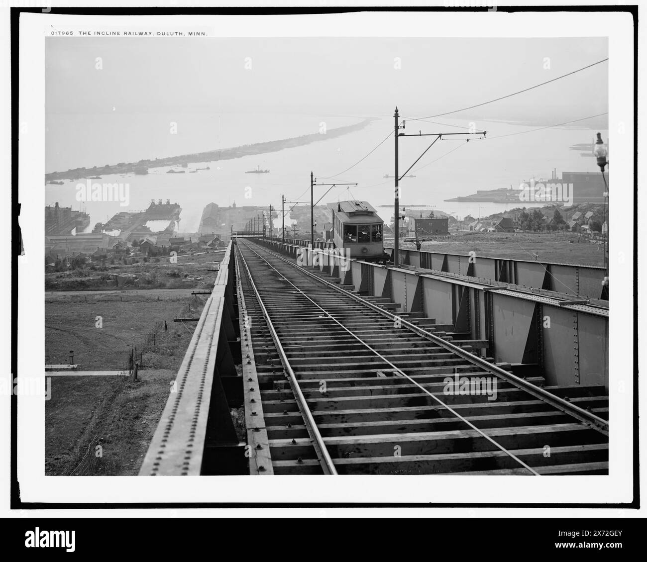 The Incline Railway, Duluth, Minn., 'G 2183' auf negativ., Detroit Publishing Co.-Nr. 017965., Gift; State Historical Society of Colorado; 1949, Neigungsbahn. , Usa, Minnesota, Duluth. Stockfoto