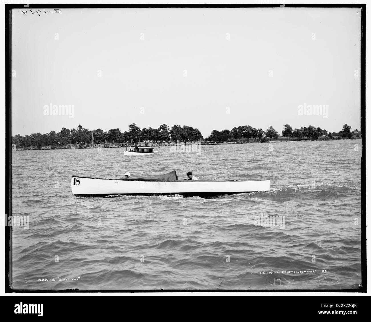 Special, 'G 1954' auf negativ, Detroit Publishing Co.-Nr. 022113., Geschenk; State Historical Society of Colorado; 1949, Special (Motorboot), Motorboote. Stockfoto