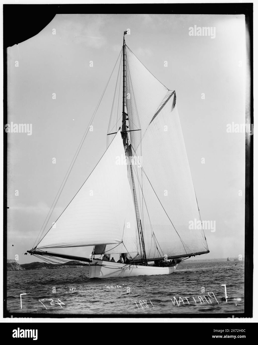 Puritan, Attribution basiert auf Titel und Nummerierung., '457' auf negativ. No. Detroit Publishing Co. No., Geschenk; State Historical Society of Colorado; 1949, Puritan (Yacht), Yachts. Stockfoto