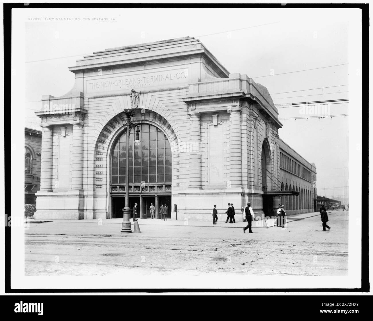 Terminal Station, New Orleans, La, Detroit Publishing Co.-Nr. 072898., Geschenk; State Historical Society of Colorado; 1949, Railroad Stations. , Usa, Louisiana, New Orleans. Stockfoto