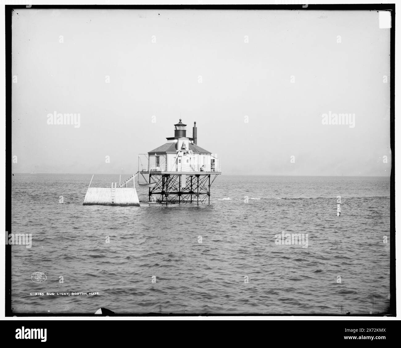 Bug Light, Boston, Mass., '3092' auf negativ, Detroit Publishing Co.-Nr. 019165., Geschenk; State Historical Society of Colorado; 1949, Bug Light (Mass.), Leuchttürme. , Einschübe. , Usa, Massachusetts, Boston. , Usa, Massachusetts, Boston Bay. Stockfoto