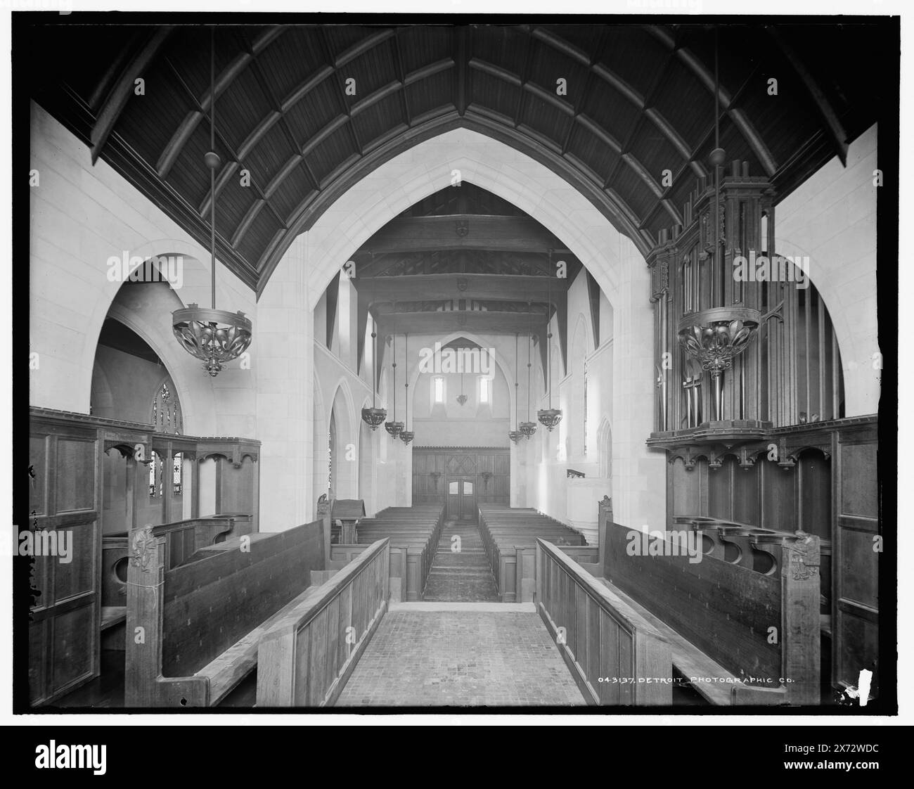 St. Mary's Episcopal Church, Innenraum aus dem Chor, Walkerville, Kanada, Titel aus Jacke. Detroit Publishing Co.-Nr. 043137., Geschenk; State Historical Society of Colorado; 1949, anglikanische Kirchen. , Innenräume. , Kanada, Ontario, Windsor. Stockfoto