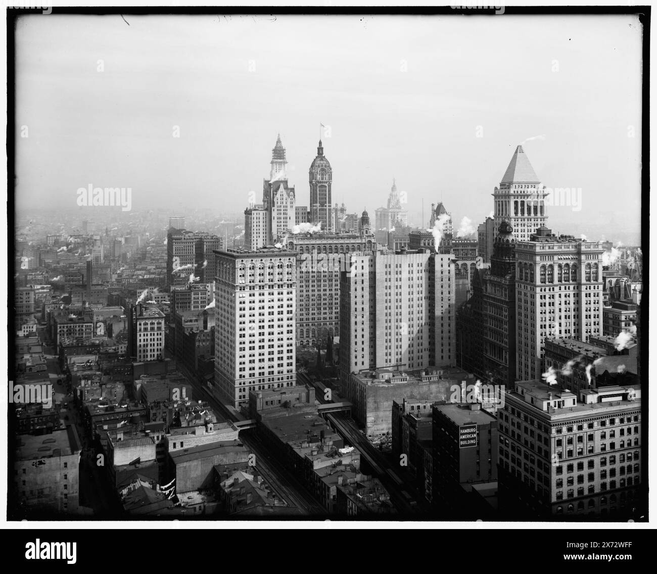 The Big Buildings of Lower Manhattan, New York, New York, New York, Title from Jacket., 'G 9246' auf negative. Detroit Publishing Co. No. 500715., Geschenk; State Historical Society of Colorado; 1949, Wolkenkratzer. , Kommerzielle Einrichtungen. , Usa, New York (Bundesstaat), New York. Stockfoto