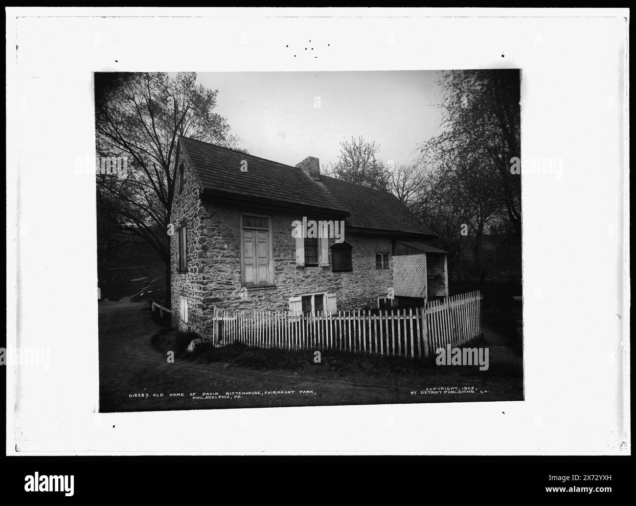 Altes Haus von David Rittenhouse, Fairmount Park, Philadelphia, Pa., Detroit Publishing Co.-Nr. 018583., Geschenk; State Historical Society of Colorado; 1949, Stone Buildings. , Parks. , Usa, Pennsylvania, Philadelphia. Stockfoto