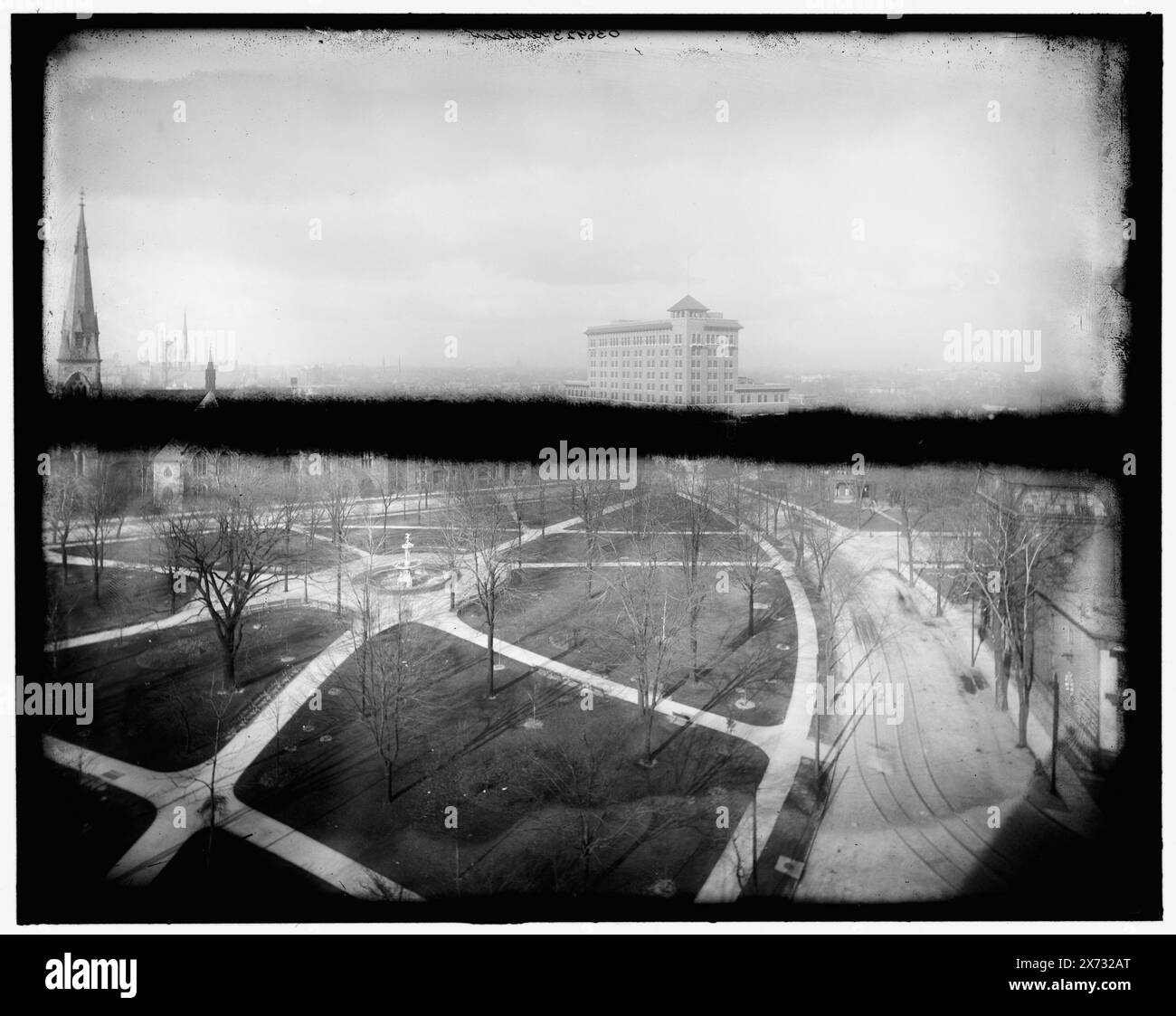 Neues Y.M.C.A.-Gebäude, Grand Circus Park, Detroit, mich, Titel aus Jacke, Kershaw auf negativ, Detroit Publishing Co.-Nr. 036923., Gift; State Historical Society of Colorado; 1949, Organizations' Facilities. , Öffentliche Einrichtungen. , Parks. , Usa, Michigan, Detroit. Stockfoto