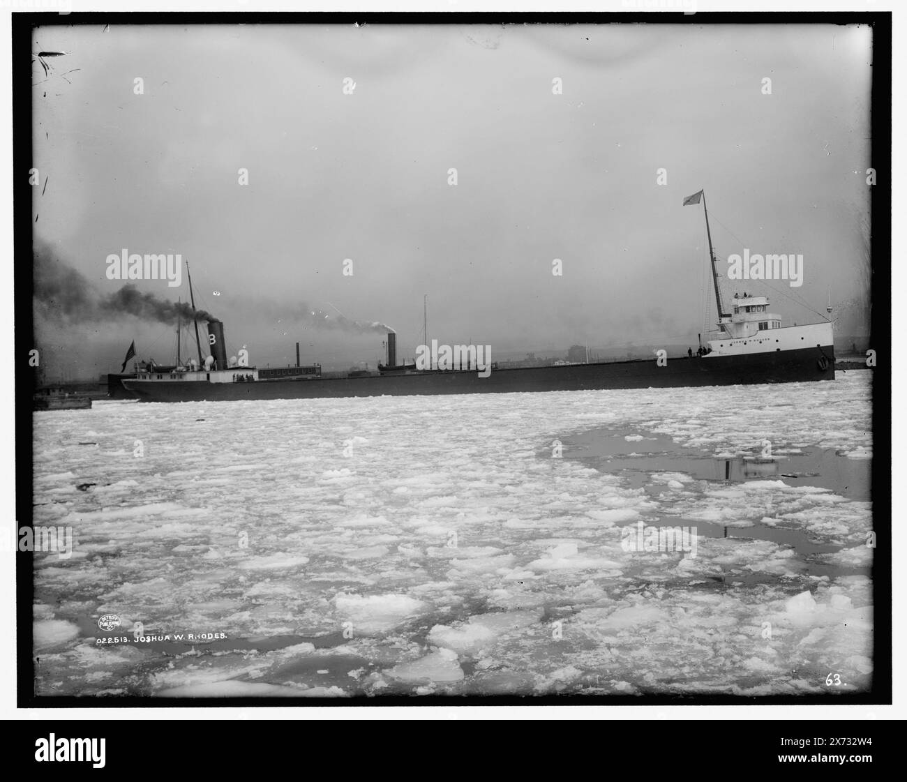 Joshua W. Rhodes, '63' auf negativ, Detroit Publishing Co. No 022513., Geschenk; State Historical Society of Colorado; 1949, Joshua W. Rhodes (Frachter), Frachtschiffe. , Eis. Stockfoto