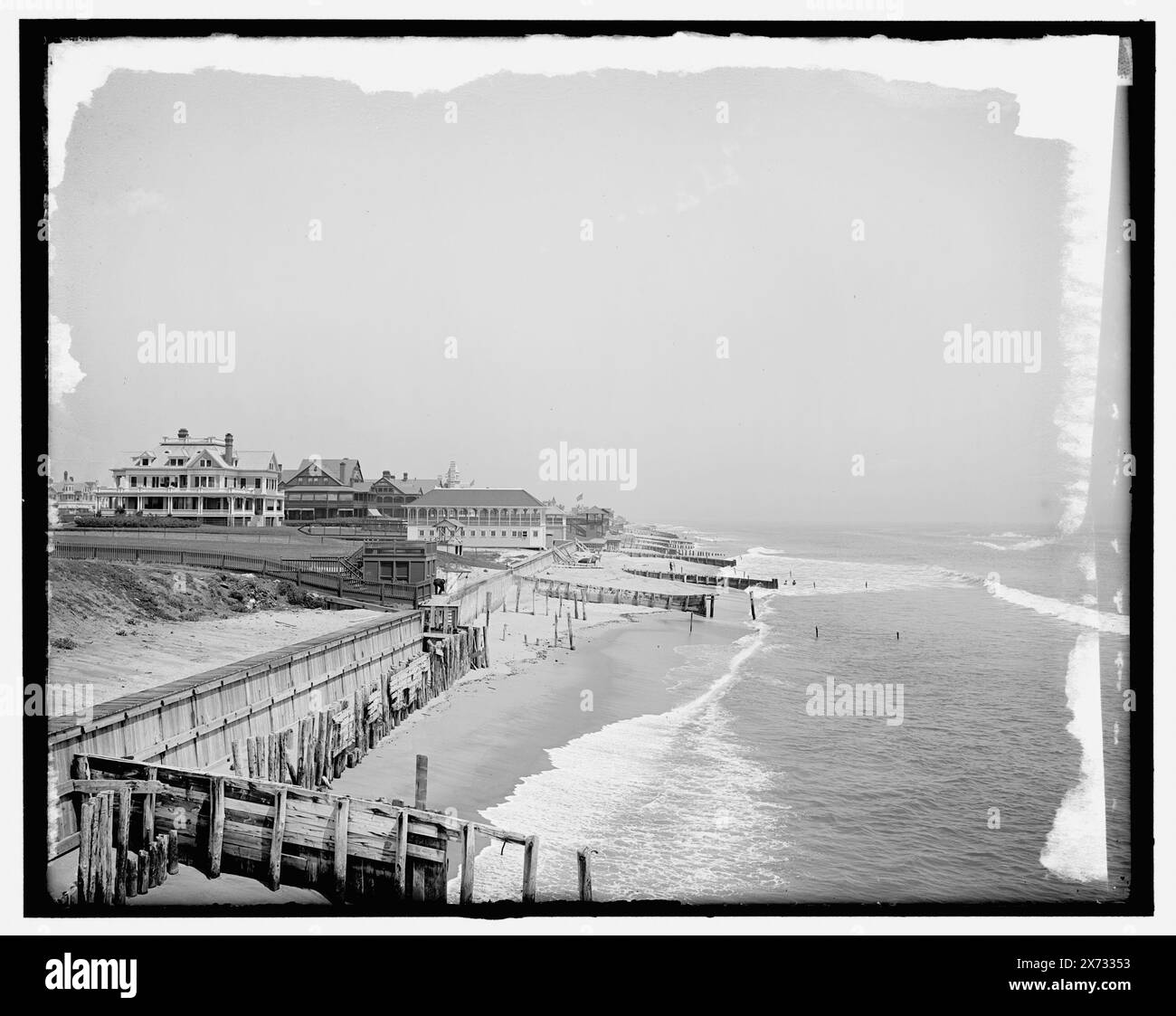 The Beach, Elberon (Long Branch), N.J., Titel aus Jacke., Detroit Publishing Co.-Nr. 034281., Geschenk; State Historical Society of Colorado; 1949, Beaches. , Stege. , Usa, New Jersey, Long Branch. Stockfoto