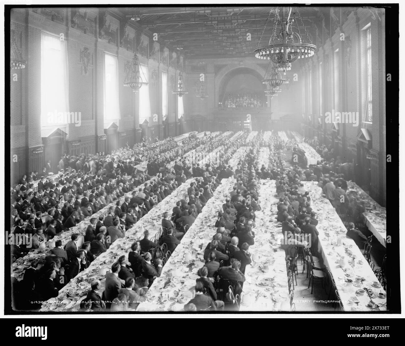 Bankett in der Alumni Hall, d. h. University Commons, Yale College, Datum basiert auf Detroit, Catalogue J Supplement (1901-1906)., '76' on negative., identifiziert als University Commons, Main Dining Hall at Yale (A. Honn, 3/1996), Detroit Publishing Co.-Nr. 014386., Geschenk; State Historical Society of Colorado; 1949, Yale University. , Universitäten und Hochschulen. , Esszimmer. , Bankette. , Usa, Connecticut, New Haven. Stockfoto