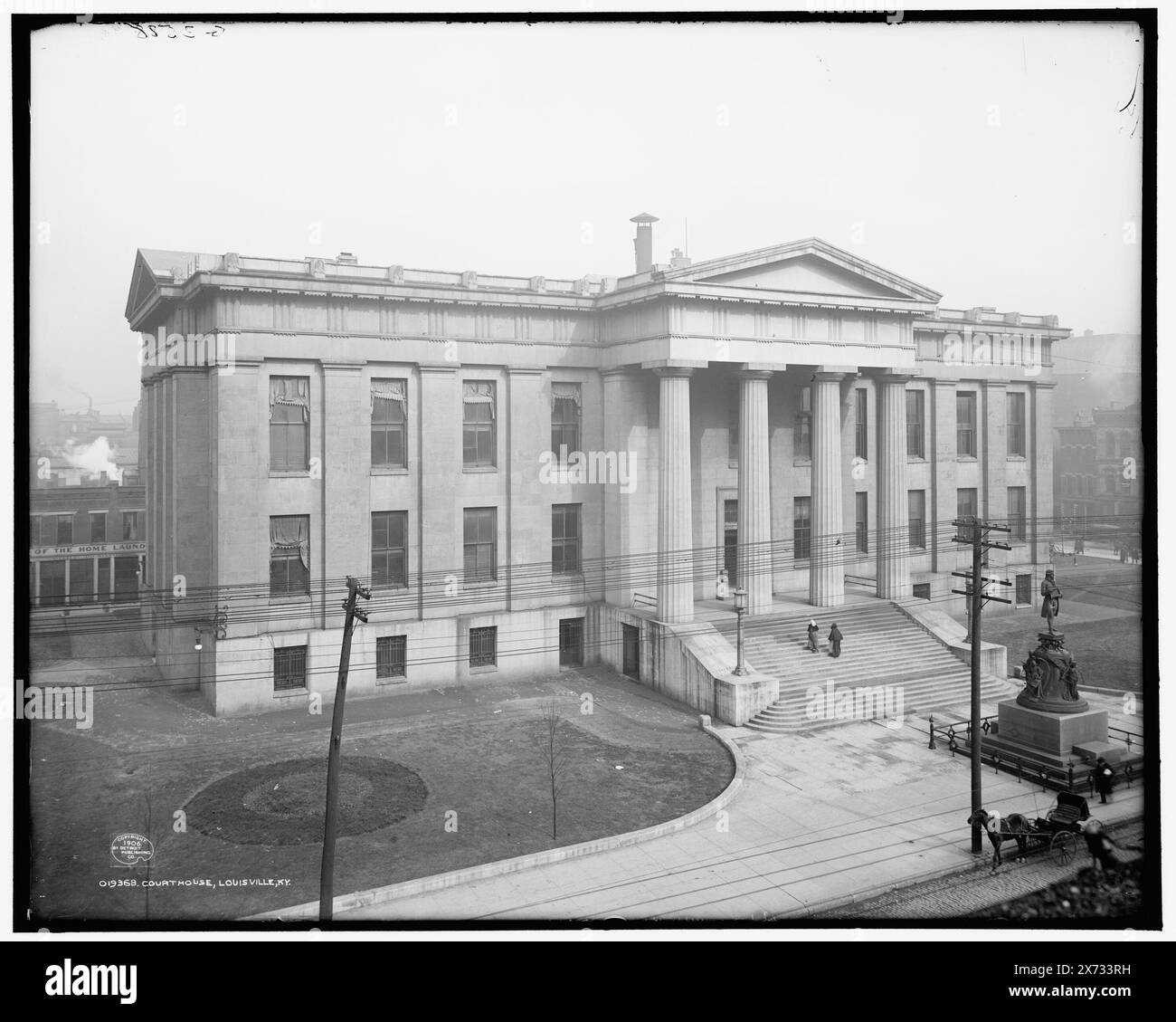 Courthouse, Louisville, Ky., Thomas Jefferson Statue vor dem Gericht, 'G 3588' auf negativ. Detroit Publishing Co.-Nr. 019368., Geschenk; State Historical Society of Colorado; 1949, Courthouses. , Denkmäler und Denkmäler. , Usa, Kentucky, Louisville. Stockfoto
