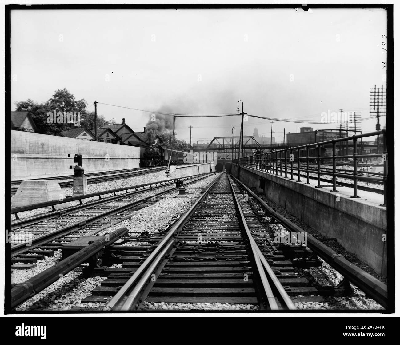 Detroit River Tunnel, Detroit, mich. Titel von Jackett. Detroit Publishing Co.-Nr. 500002., Geschenk; State Historical Society of Colorado; 1949, Railroads. , Tunnel. , Usa, Michigan, Detroit. Stockfoto