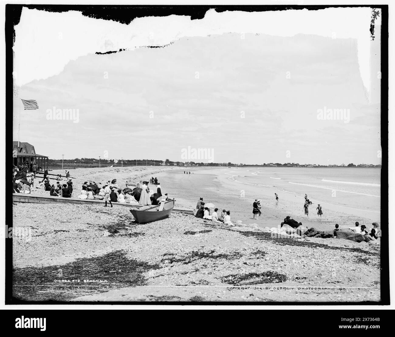 Rye Beach, N.H., auch als Fotodruck in LOS 9139 mit Kopiernegativ LC-USZ62-57539 (s&W Film neg.)., Detroit Publishing Co.-Nr. 016965., Geschenk; State Historical Society of Colorado; 1949, Beaches. , Usa, New Hampshire, Rye Beach. Stockfoto