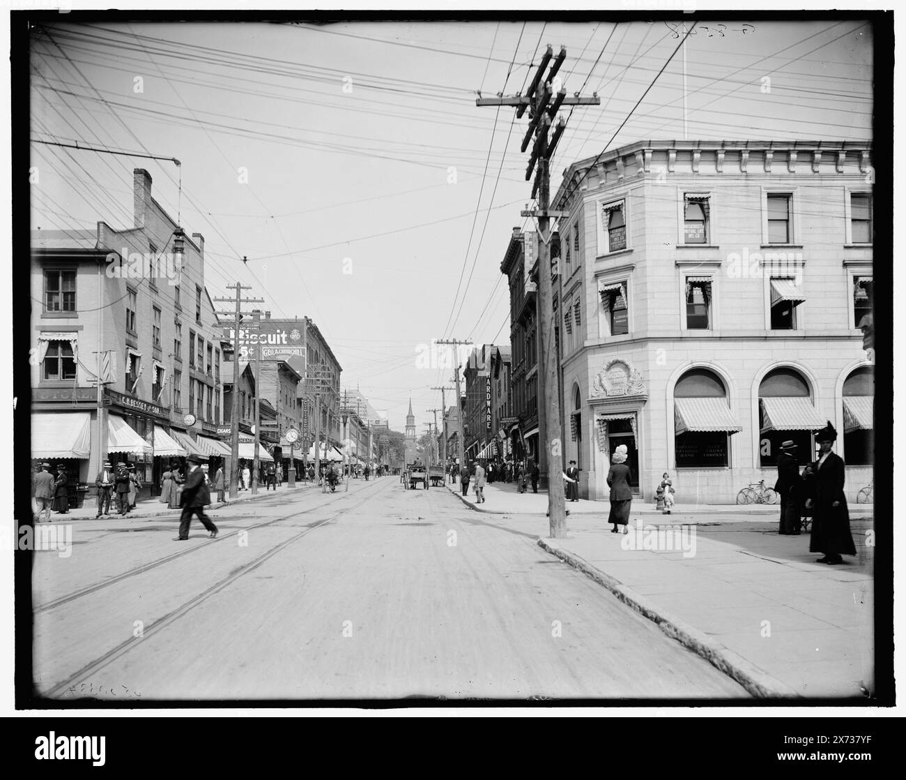 Church Street, Burlington, Vt., Titel aus Jacke, 'G 8548' auf negativ, Detroit Publishing Co.-Nr. 500334., Geschenk; State Historical Society of Colorado; 1949, Commercial Streets. , Usa, Vermont, Burlington. Stockfoto