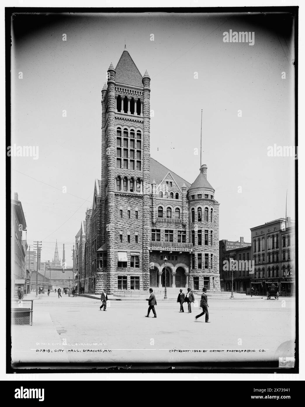 City Hall, Syracuse, N.Y., '2043' auf negativ, Detroit Publishing Co.-Nr. 017918., Geschenk; State Historical Society of Colorado; 1949, City & Town Hall. , Usa, New York (Bundesstaat), Syracuse. Stockfoto