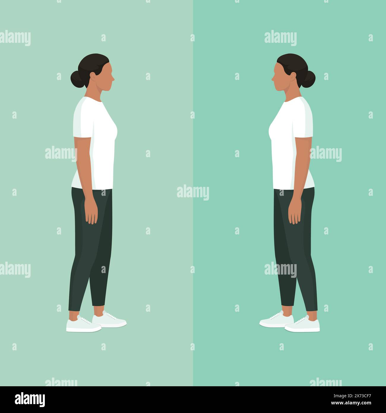 Stehende Frau, die sich selbst betrachtet: Identitäts- und Bewusstseinskonzept Stock Vektor