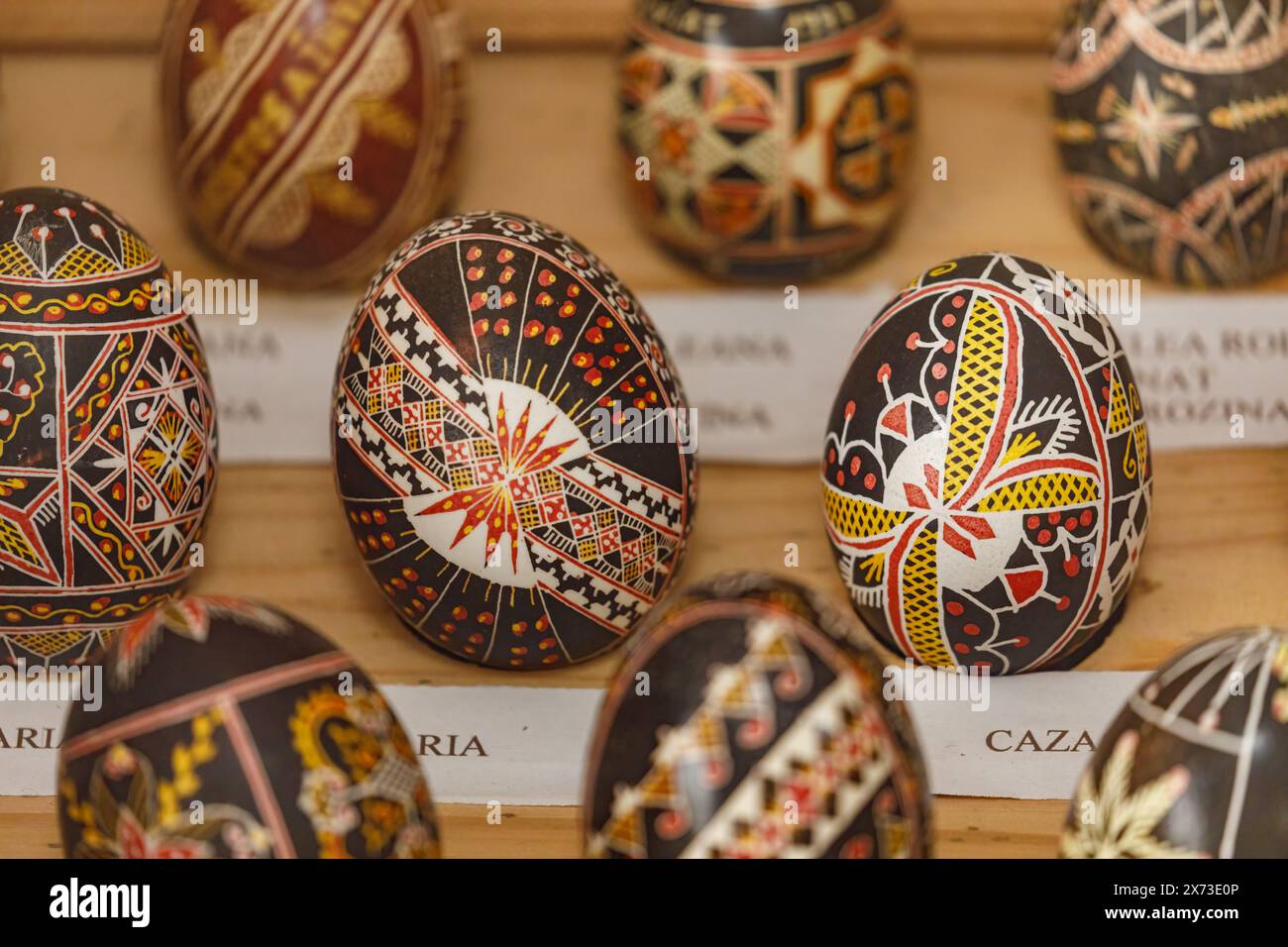Die bunt bemalten Eier von Ciocanesti in Rumänien Stockfoto