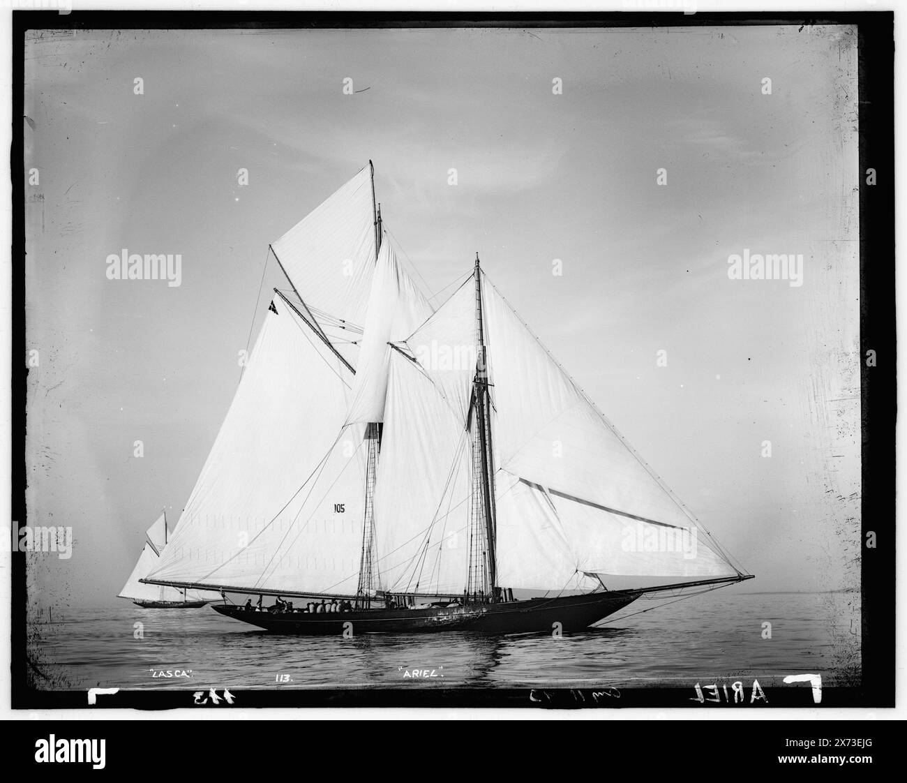 Lasca and Ariel, Attribution basiert auf Titel und Nummerierung., '113' auf negativ. No. Detroit Publishing Co. No., Gift; State Historical Society of Colorado; 1949, Ariel (Schooner), Lasca (Schooner), Yachts. Stockfoto
