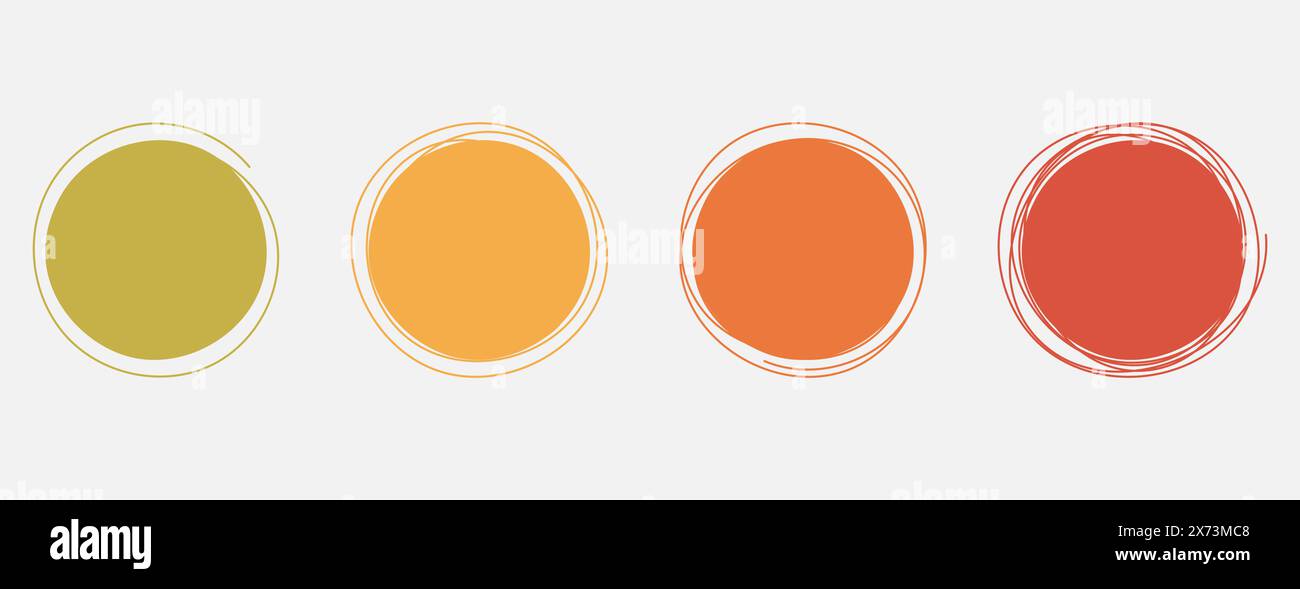 Set von handgezeichneten bunten Kreisen. Vektorabbildung Stock Vektor