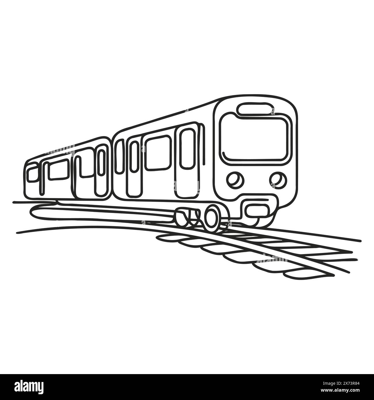 Durchgehende Linienvektordarstellung eines Eisenbahngleises. Eine Linie Stock Vektor