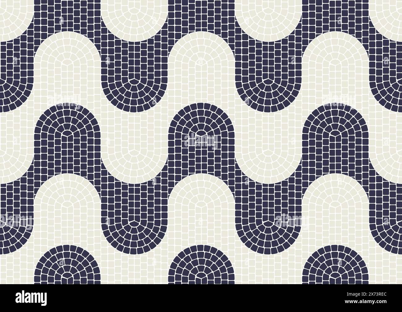 Wellige Mosaikfliese, nahtloses Muster mit Wasserwellen Tessellation, portugiesisches Mosaikpflaster, Vektor Stock Vektor