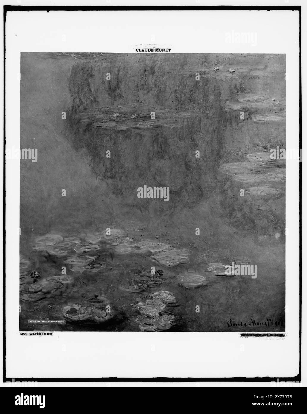 Seerosen, Fotografie eines Gemäldes von Claude Monet im Worcester Art Museum., entsprechende Glasdurchlässigkeit (LC-D4-49 x) verfügbar auf Videobild 1A-28692., Detroit Publishing Co.-Nr. M 58., Geschenk; State Historical Society of Colorado; 1949, Lily Ponds. Stockfoto