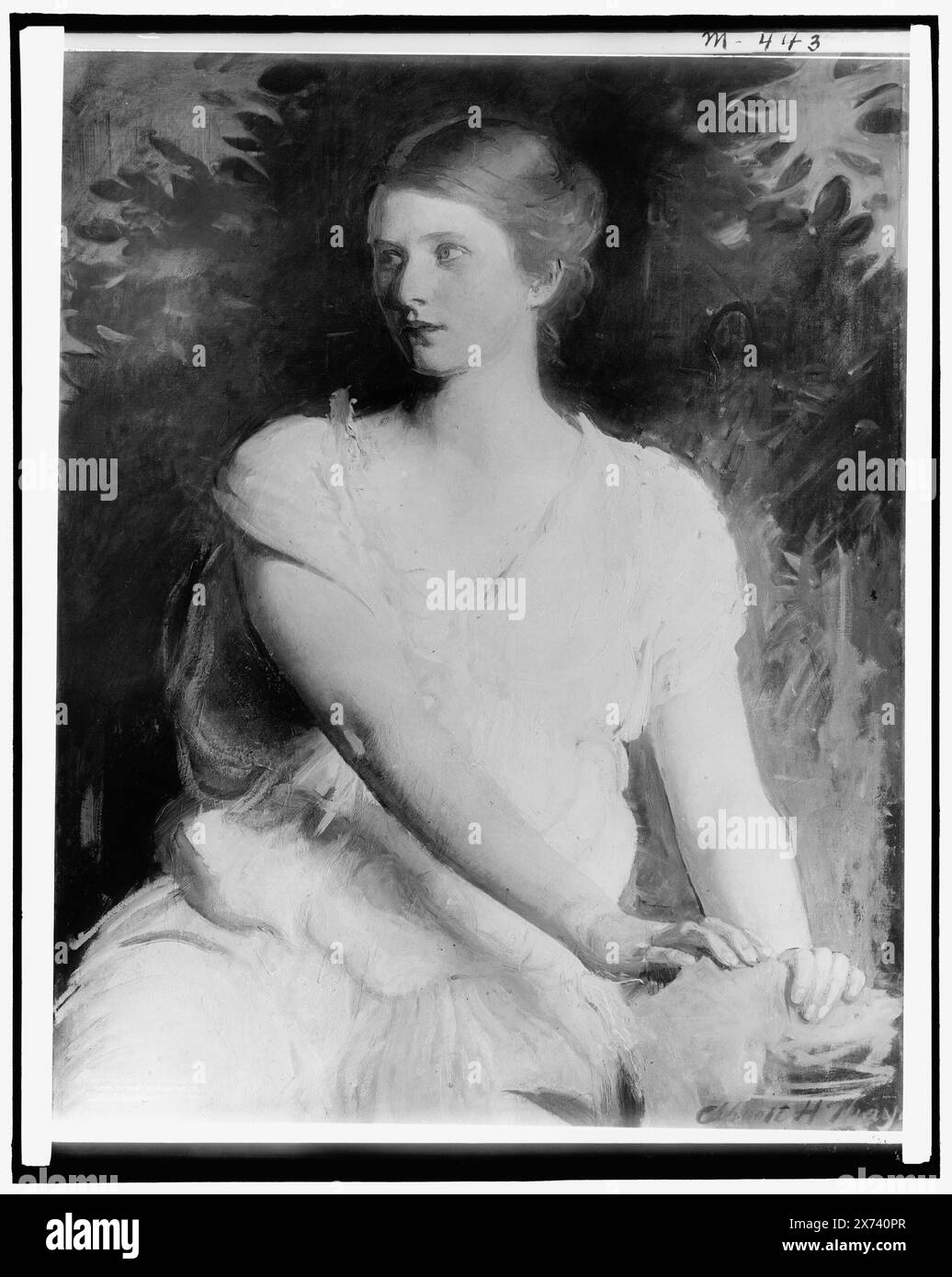 Junge Frau, Titel und Datum aus Detroit, Thistle Publications (1912)., Foto des Gemäldes signiert 'Abbott H. Thayer.', Detroit Publishing Co. No. M443., Geschenk; State Historical Society of Colorado; 1949, Frauen. Stockfoto