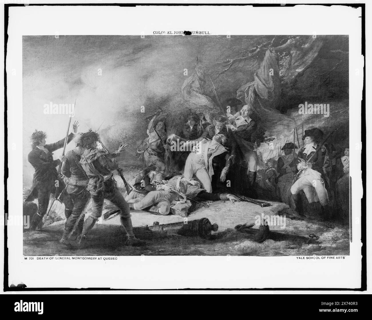 Tod von General Montgomery in Québec, Datum basierend auf Detroit, Thistle Publications (1912)., Foto eines Gemäldes an der Yale School of Fine Arts., Detroit Publishing Co. No. M 701., Geschenk; State Historical Society of Colorado; 1949, Montgomery, Richard, 1738-1775. , Kampagnen und Schlachten. , Generäle, Amerikanisch. , Kriegsopfer. , Vereinigte Staaten, Geschichte, Revolution, 1775-1783. , Kanada, Québec (Provinz), Québec. Stockfoto