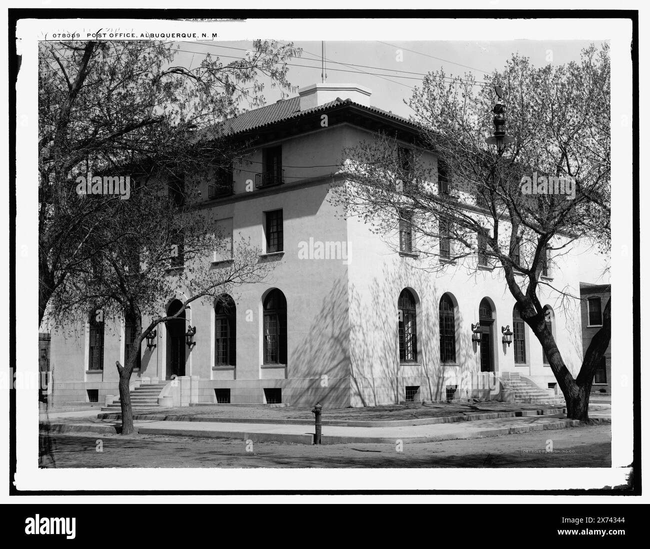 Postamt, Albuquerque, N.M., Detroit Publishing Co.-Nr. 078039., Geschenk; State Historical Society of Colorado; 1949, Postämter. , Usa, New Mexico, Albuquerque. Stockfoto