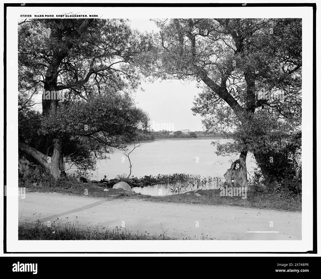 Niles Pond, East Gloucester, Mass., Detroit Publishing Co.-Nr. 072105., Gift; State Historical Society of Colorado; 1949, Lakes & Ponds. , Usa, Massachusetts, Gloucester. Stockfoto