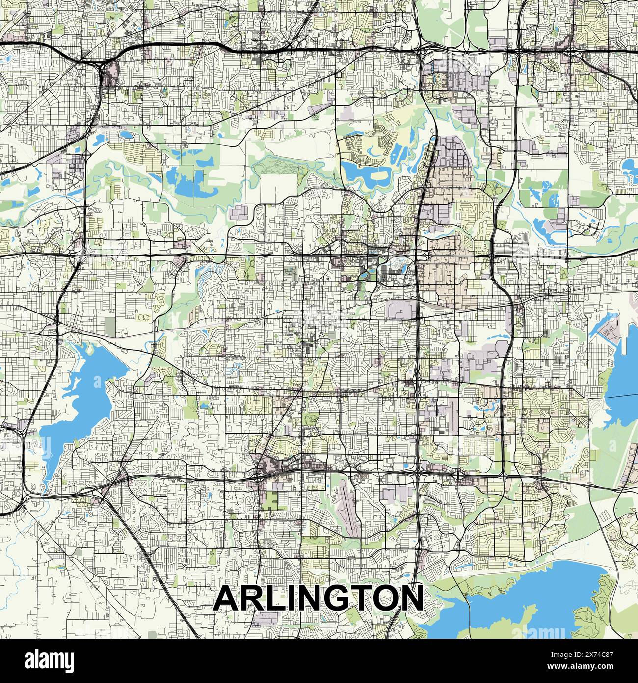 Arlington, Texas, USA Karte Poster Kunst Stock Vektor