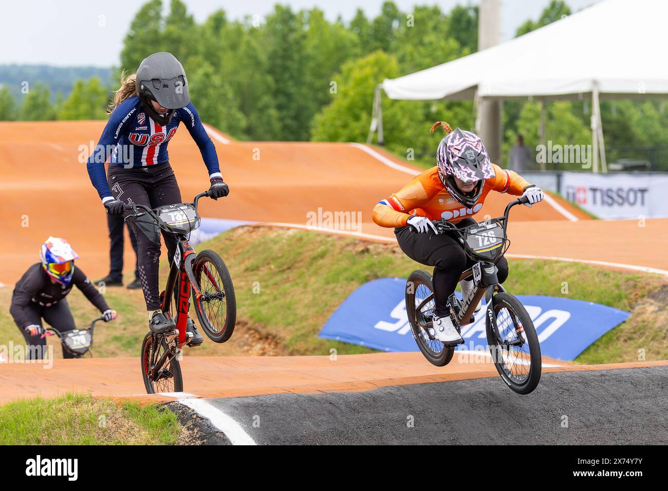 Rock Hill, USA. Mai 2024. ROCK HILL, USA – 17. MAI: Lissi van Schijndel aus den Niederlanden während der BMX Racing World Championships 2024 auf der Rock Hill BMX Supercross Track am 17. Mai 2024 in Rock Hill, USA. (Foto: Nico van Dartel/BSR Agency) Credit: BSR Agency/Alamy Live News Stockfoto