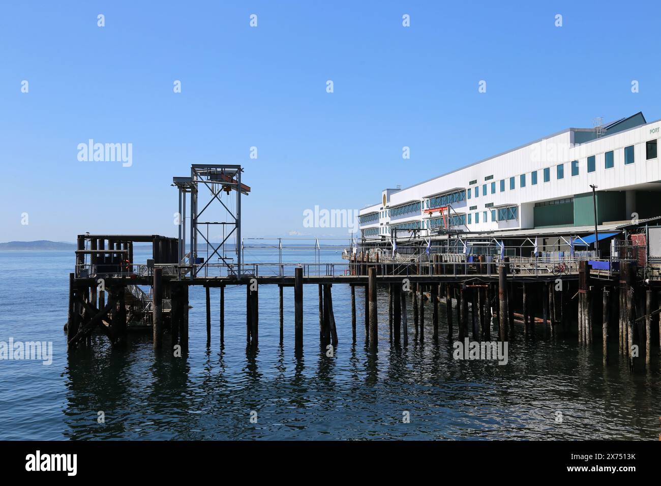 Hauptsitz des Hafens von Seattle, Belltown Waterfront, Alaskan Way, Seattle, Elliott Bay, Washington State, USA, Golf von Alaska, Nordamerika Stockfoto